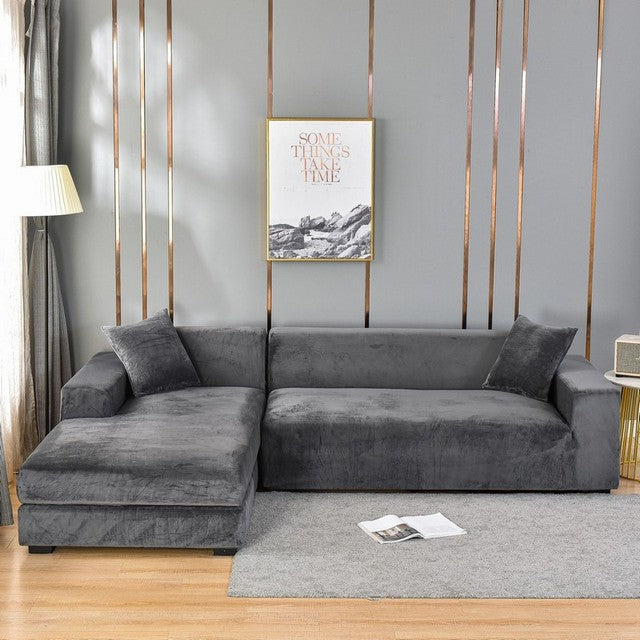 SnugCover | Elastische Fluwelen Bankhoes – Stretch Hoes, Antislip, Zachte Pluche Meubelhoes