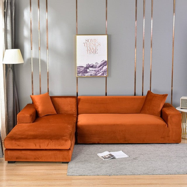 SnugCover | Elastische Fluwelen Bankhoes – Stretch Hoes, Antislip, Zachte Pluche Meubelhoes