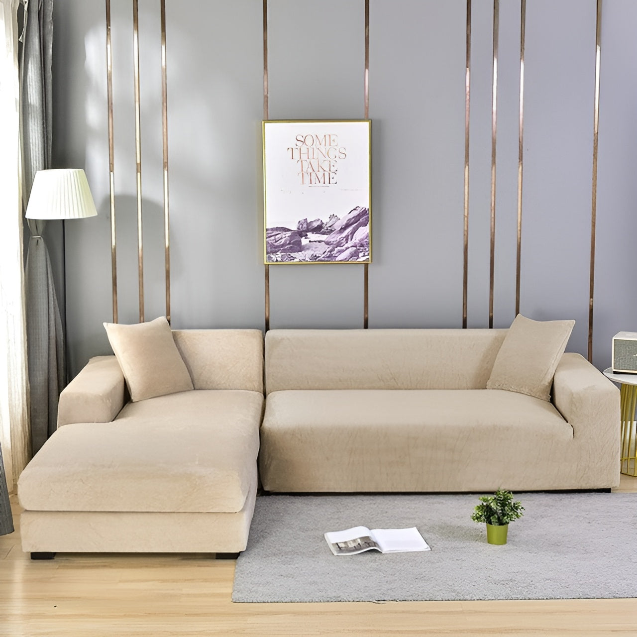 SnugCover | Elastische Fluwelen Bankhoes – Stretch Hoes, Antislip, Zachte Pluche Meubelhoes