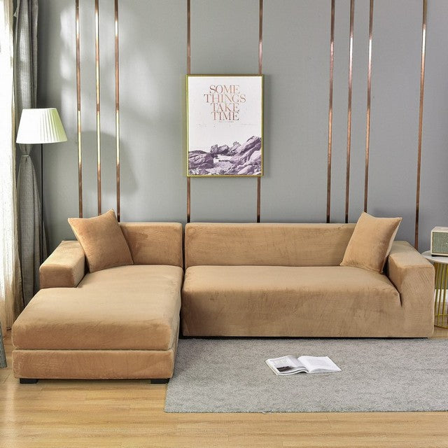 SnugCover | Elastische Fluwelen Bankhoes – Stretch Hoes, Antislip, Zachte Pluche Meubelhoes