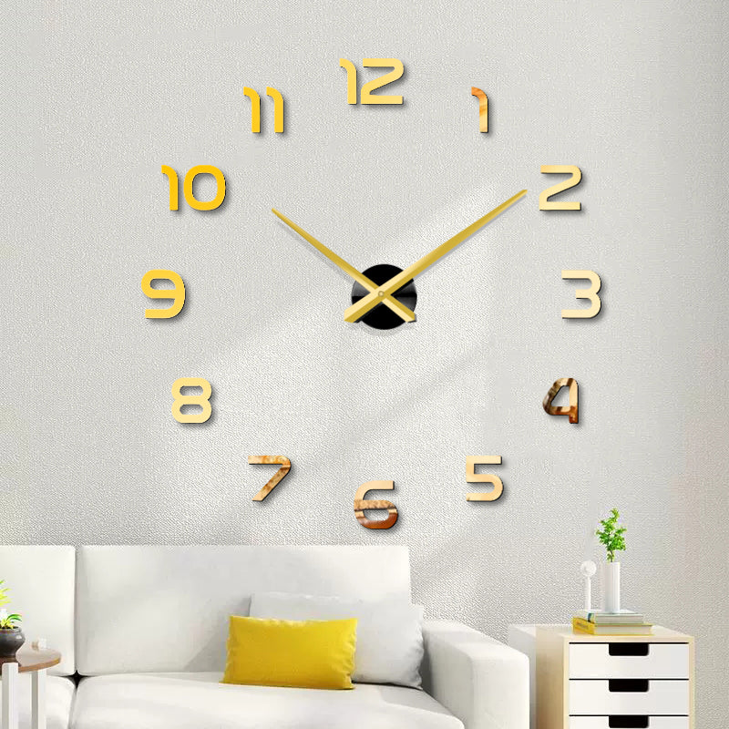 ReflectoClock | Elegante 3D grote decoratieve wandklok spiegel sticker