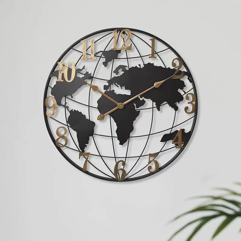 WorldTick | 60cm Grote Wandklok met Wereldkaart Ontwerp - Moderne Woondecoratie
