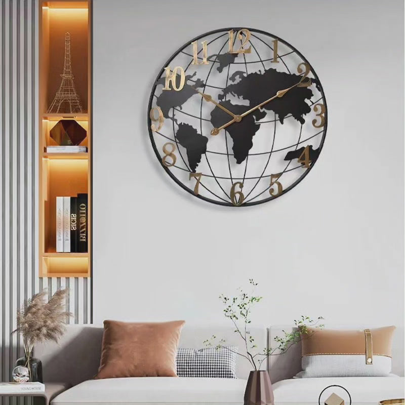 WorldTick | 60cm Grote Wandklok met Wereldkaart Ontwerp - Moderne Woondecoratie