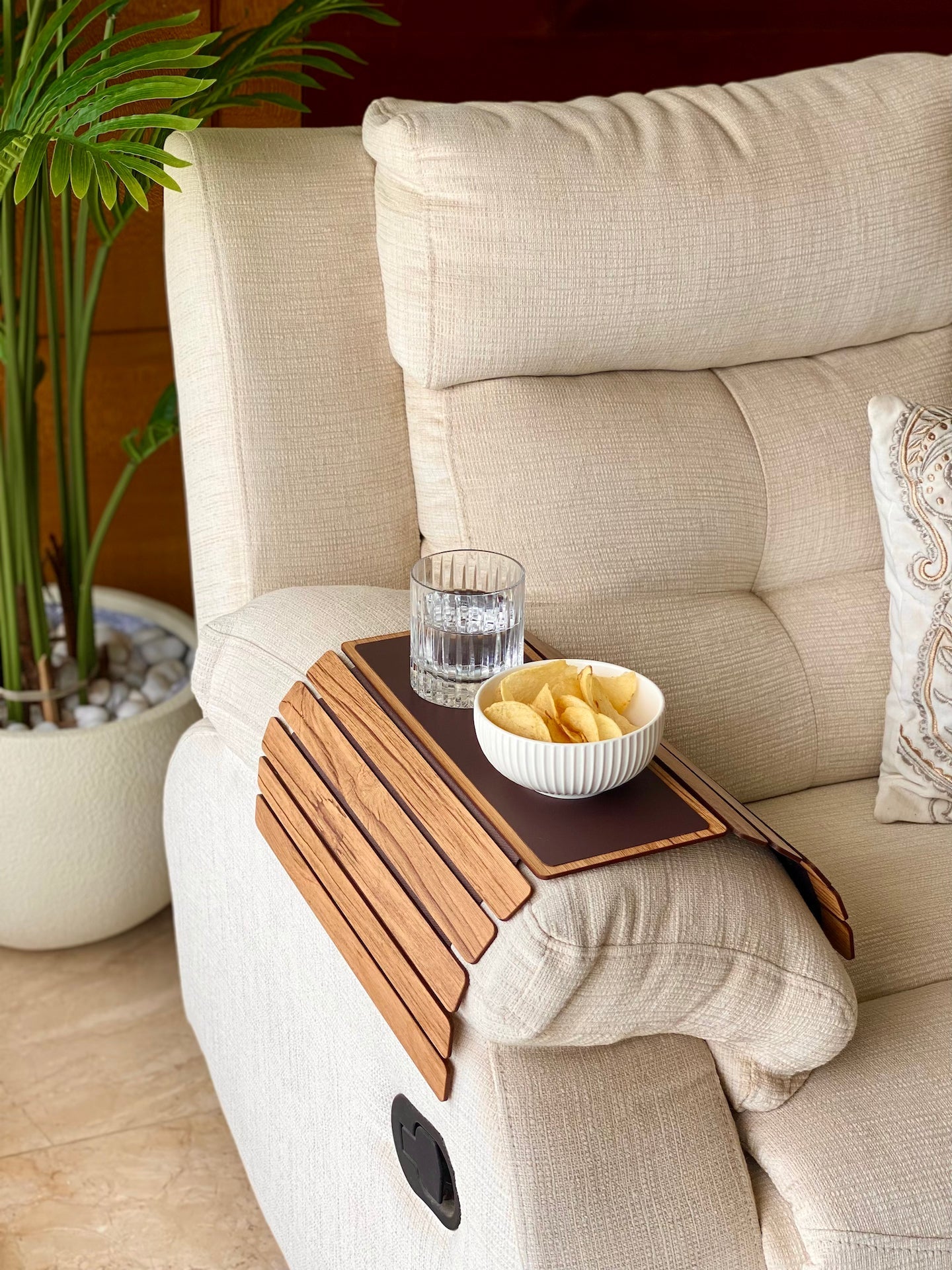 CouchTray | Houten bank armleuning - Elegant, Ruimtebesparend, Antislip voor Woonkamer