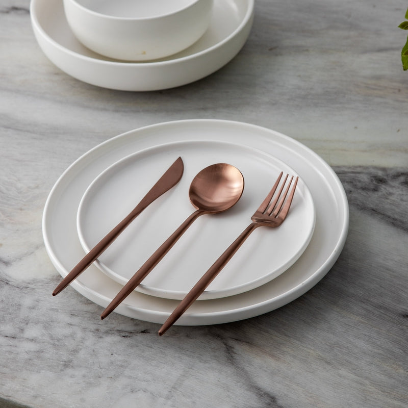 Finix | Minimalistische bestekset van roestvrij staal - Modern bestek voor de eetkamer, elegant tafelgerei