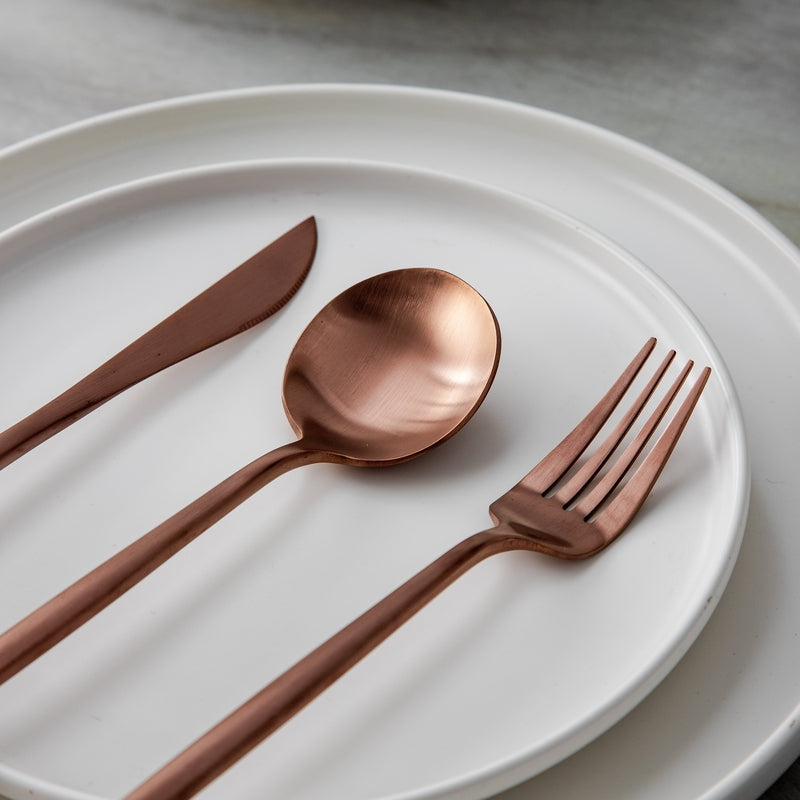 Finix | Minimalistische bestekset van roestvrij staal - Modern bestek voor de eetkamer, elegant tafelgerei