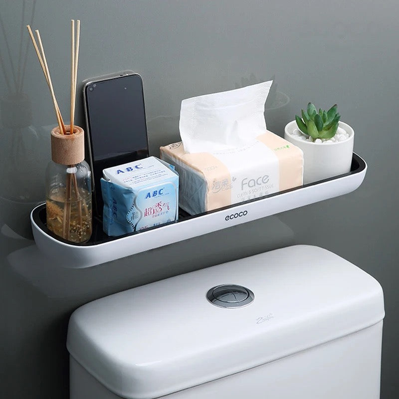 ShelfEase | Wandgemonteerde badkamerplank met handdoekhouder, waterbestendig