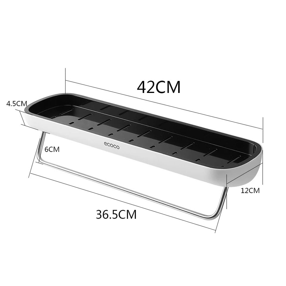 ShelfEase | Wandgemonteerde badkamerplank met handdoekhouder, waterbestendig