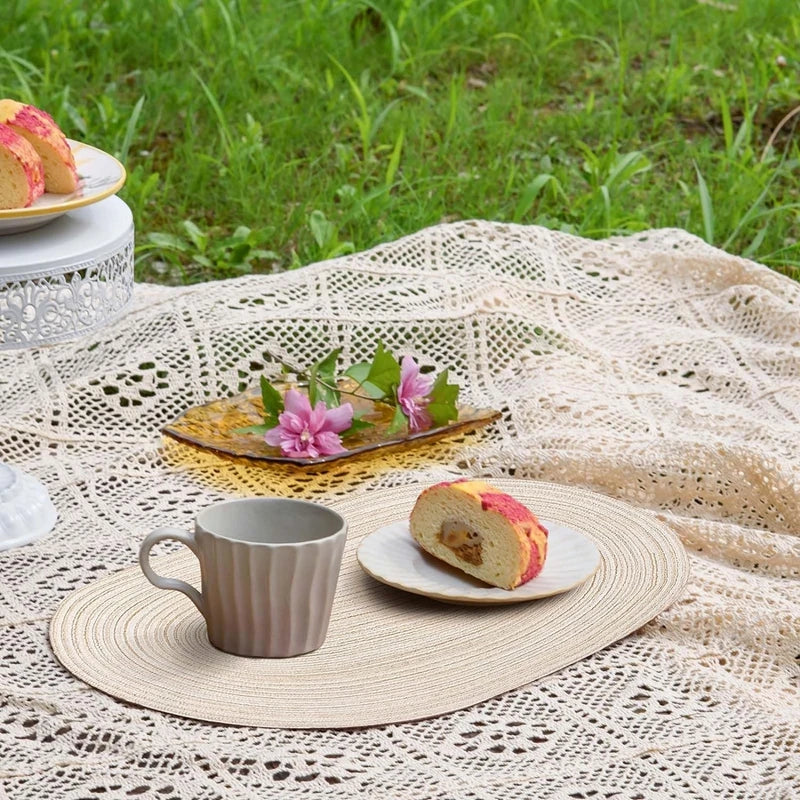 SageMat | Rustieke Boho Placemat Set - Handgemaakte Geweven Tafelmatten, Duurzame Eetkamerdecoratie