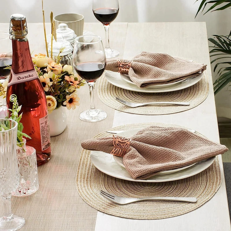 SageMat | Rustieke Boho Placemat Set - Handgemaakte Geweven Tafelmatten, Duurzame Eetkamerdecoratie