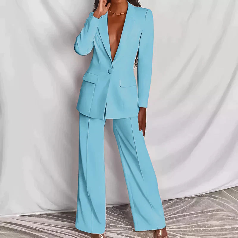Mina | Elegant Dames Blazer- en Broekset – Kantoor, Casual of Formeel Pak, Stijlvolle business Outfit