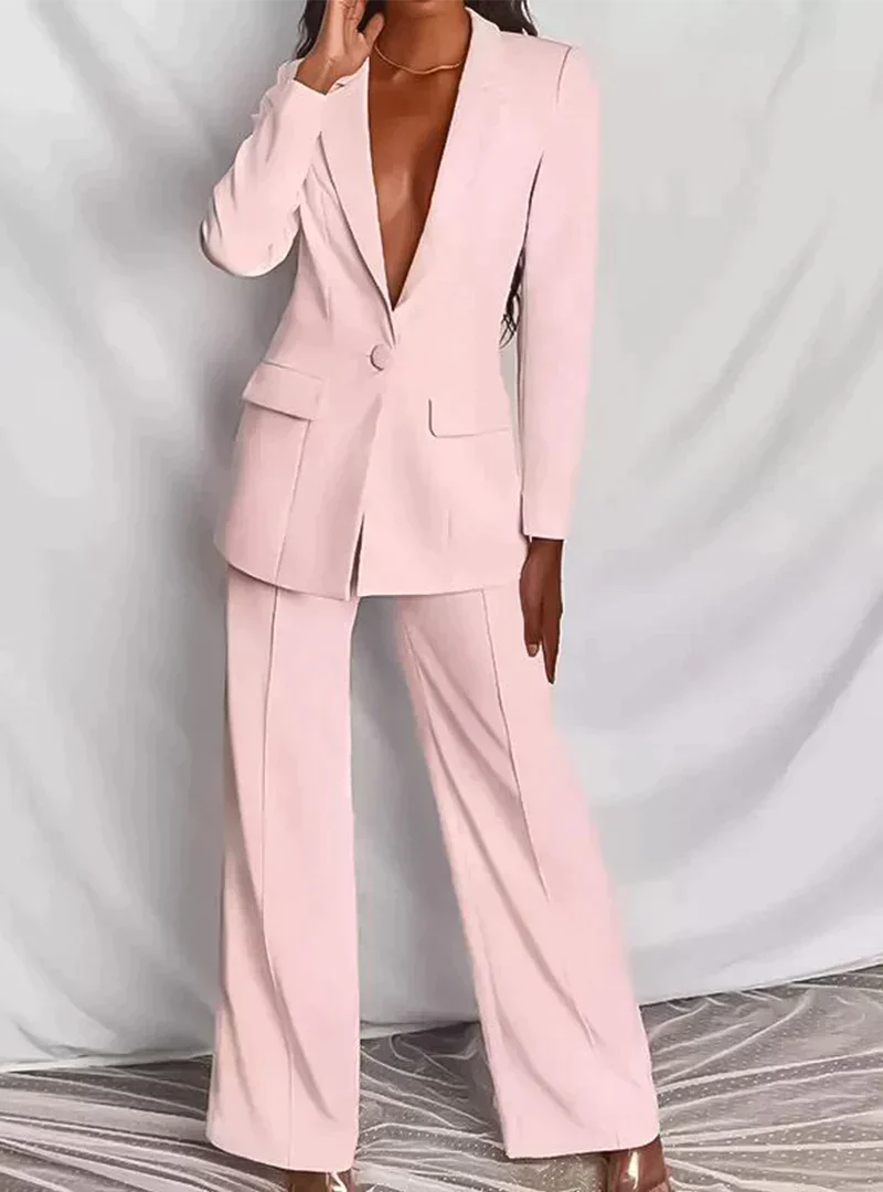 Mina | Elegant Dames Blazer- en Broekset – Kantoor, Casual of Formeel Pak, Stijlvolle business Outfit