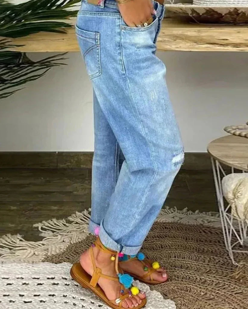 Cheska | Dames Distressed Jeans – Casual Gescheurde Denim Broek, Stoere Vintage Streetwear