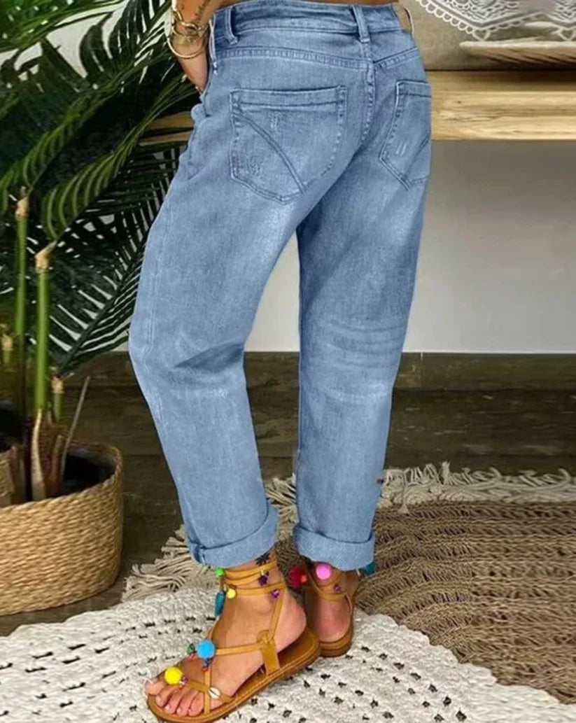 Cheska | Dames Distressed Jeans – Casual Gescheurde Denim Broek, Stoere Vintage Streetwear