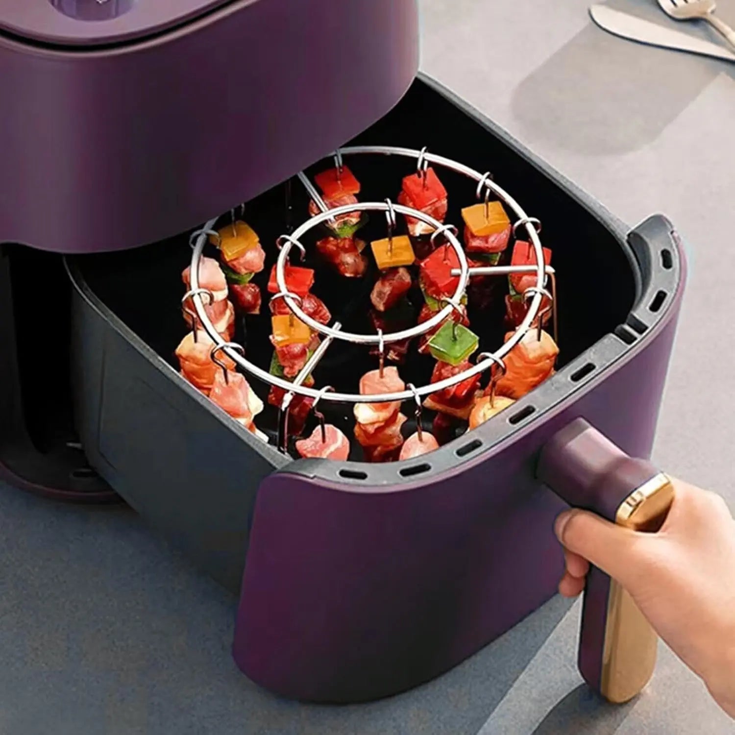 KebabLuxe | Premium Air Fryer Kebab Grill – Perfectly even BBQ skewer rack