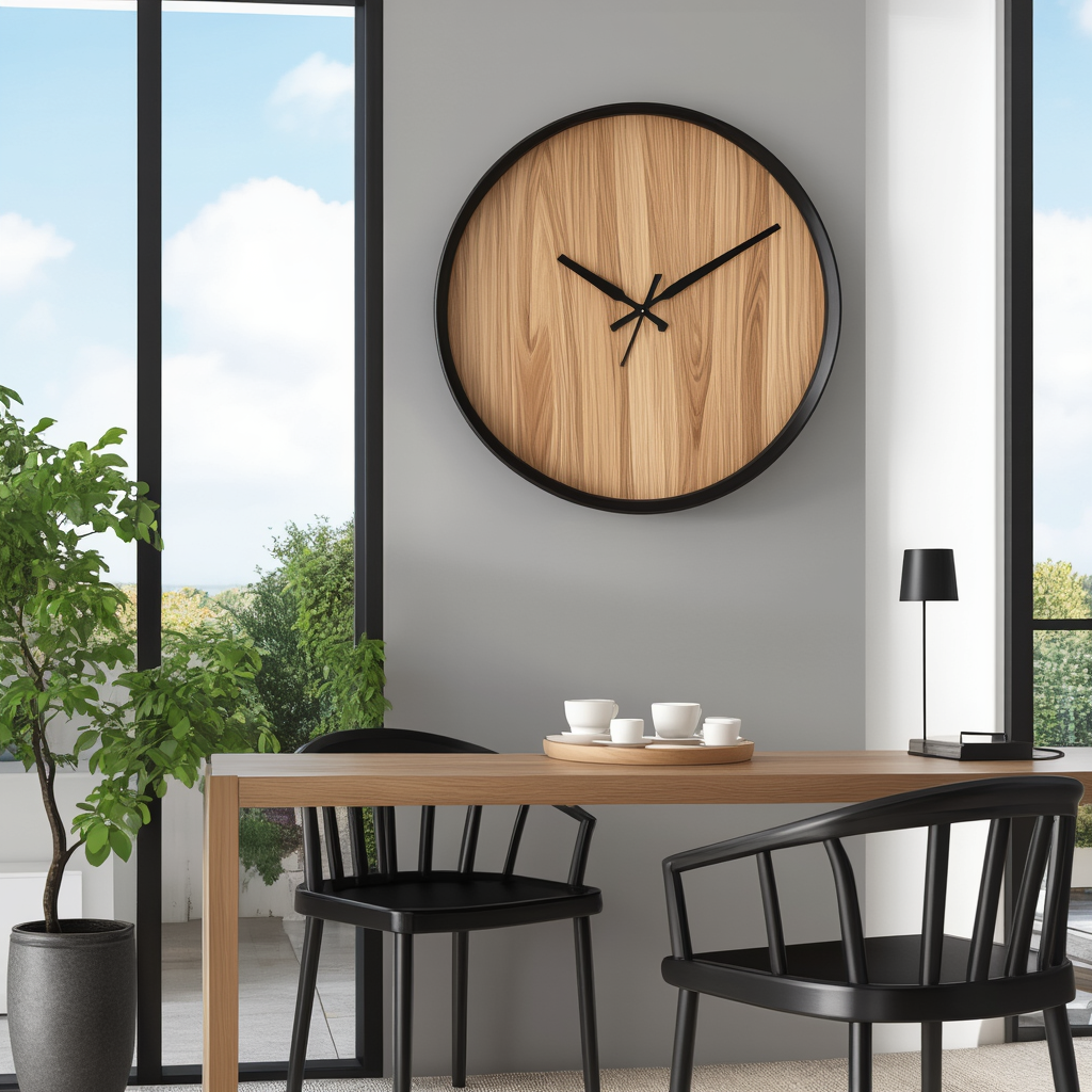 BirchBeat | Elegante houten wandklok - minimalistisch stil ontwerp zonder tikken, Scandinavische Woondecoratie