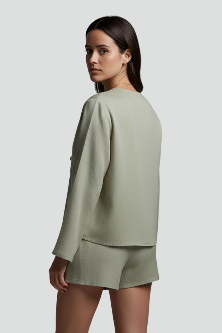 Ciel | Dames Veters V-hals Blouse – Diepe V, Lange Mouwen