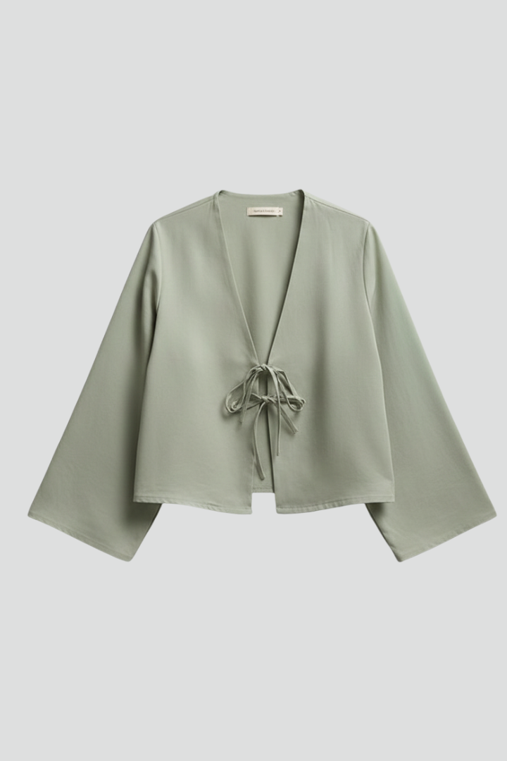Ciel | Dames Veters V-hals Blouse – Diepe V, Lange Mouwen