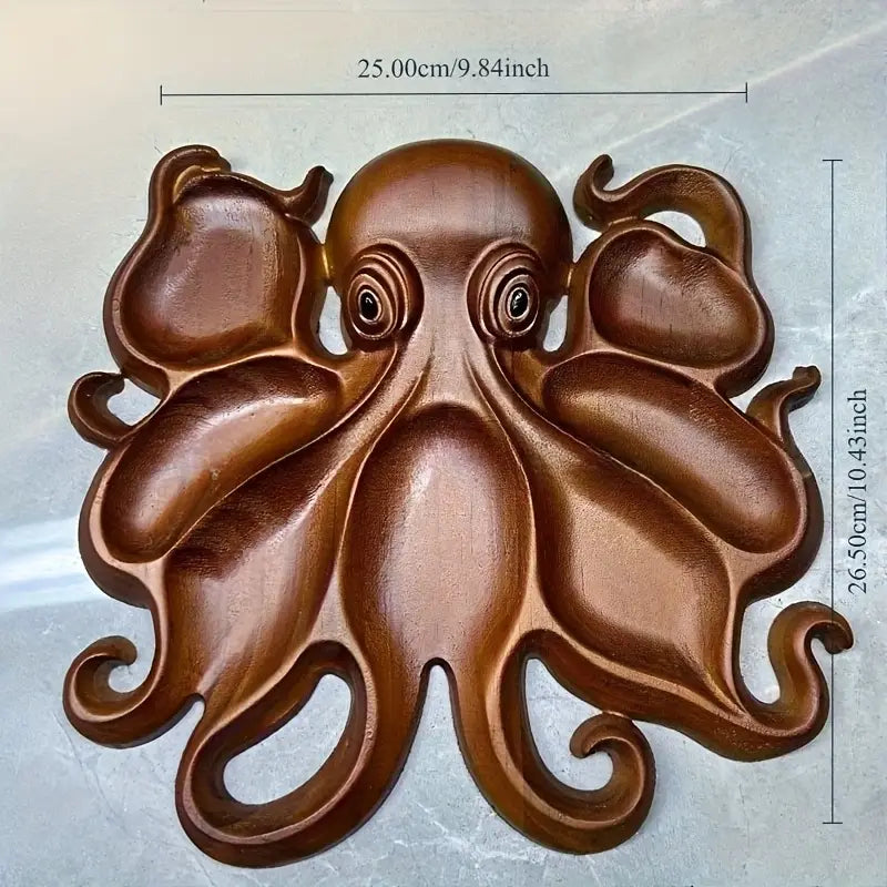 KrakenTray | Houten Octopus Charcuterieplank - Nautisch Serveerplateau