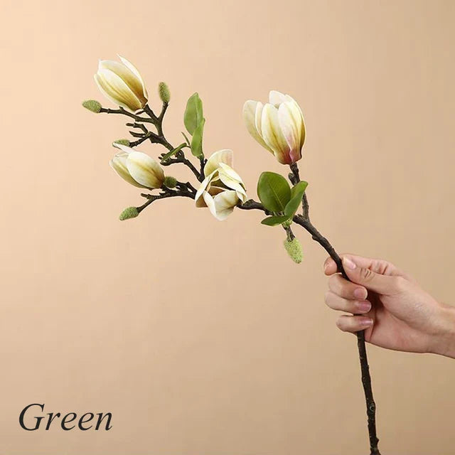 GraceBloom | Kunstmatige Magnolia Takken - Realistische Zijden Bloemenstelen voor Woondecoratie