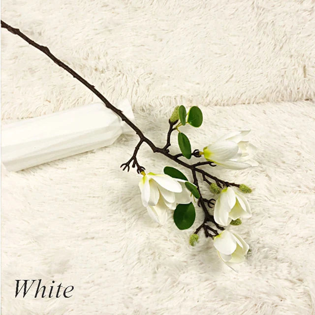 GraceBloom | Kunstmatige Magnolia Takken - Realistische Zijden Bloemenstelen voor Woondecoratie