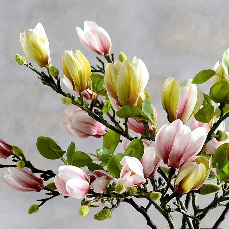 GraceBloom | Kunstmatige Magnolia Takken - Realistische Zijden Bloemenstelen voor Woondecoratie