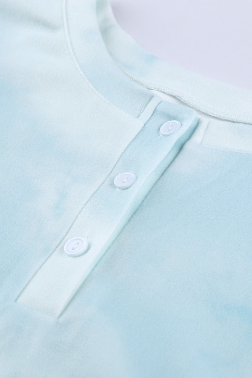 Myvessa | Lichtblauwe tie-dye gebreide loungewear-set voor dames – Top met lange mouwen