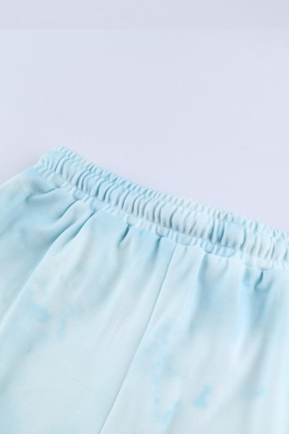 Myvessa | Lichtblauwe tie-dye gebreide loungewear-set voor dames – Top met lange mouwen