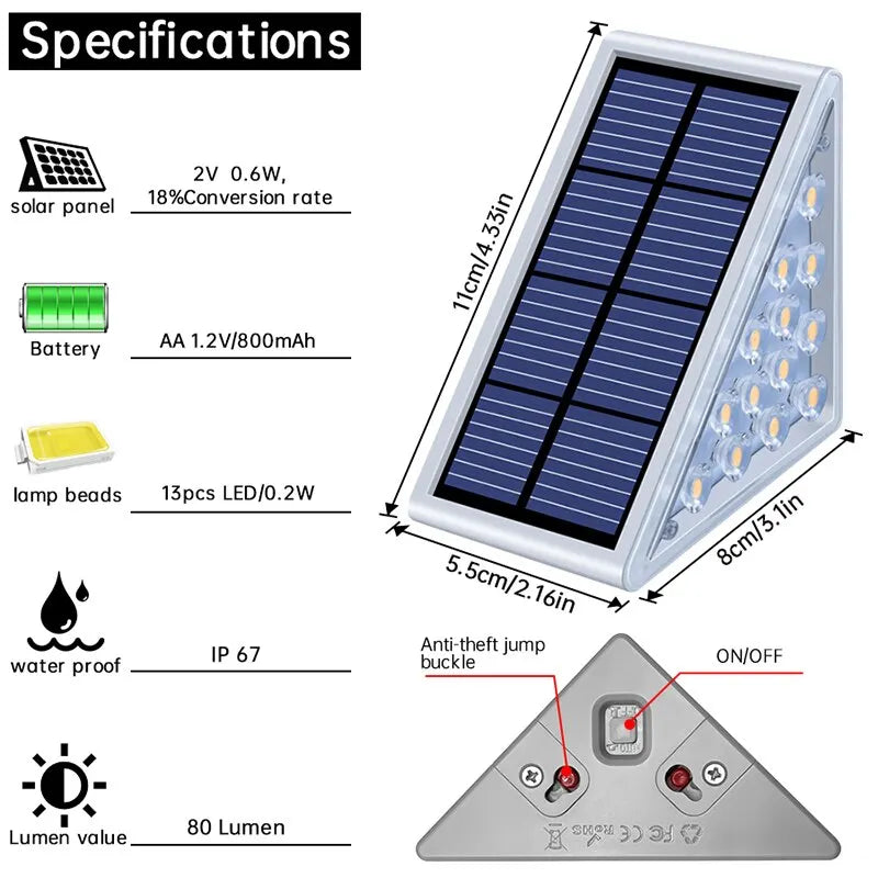 GloSteps | Driehoekige solar trapverlichting voor buiten