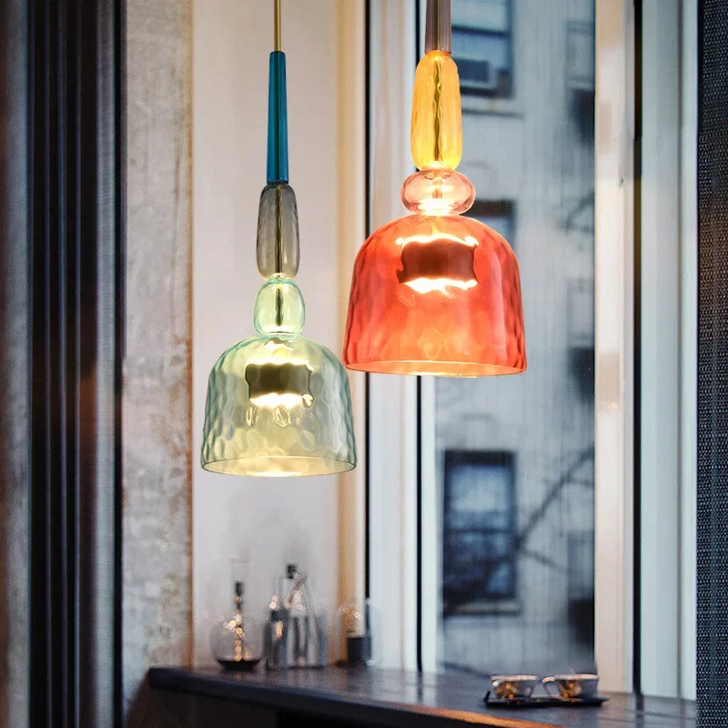 HaloPop | Macaron kleurrijke glazen hanglamp - Moderne hanglamp voor thuisdecoratie