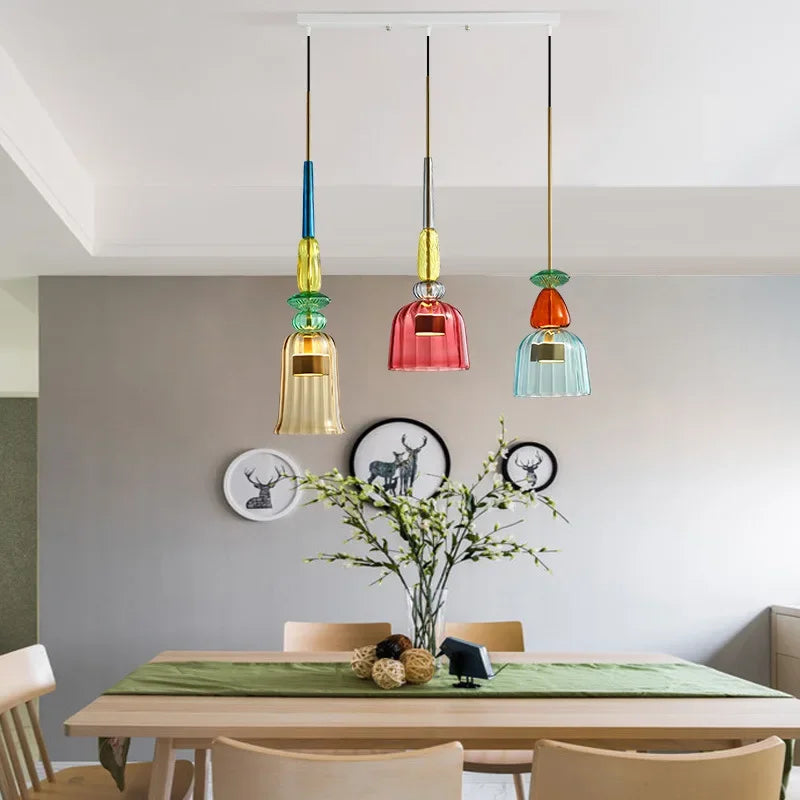 HaloPop | Macaron kleurrijke glazen hanglamp - Moderne hanglamp voor thuisdecoratie