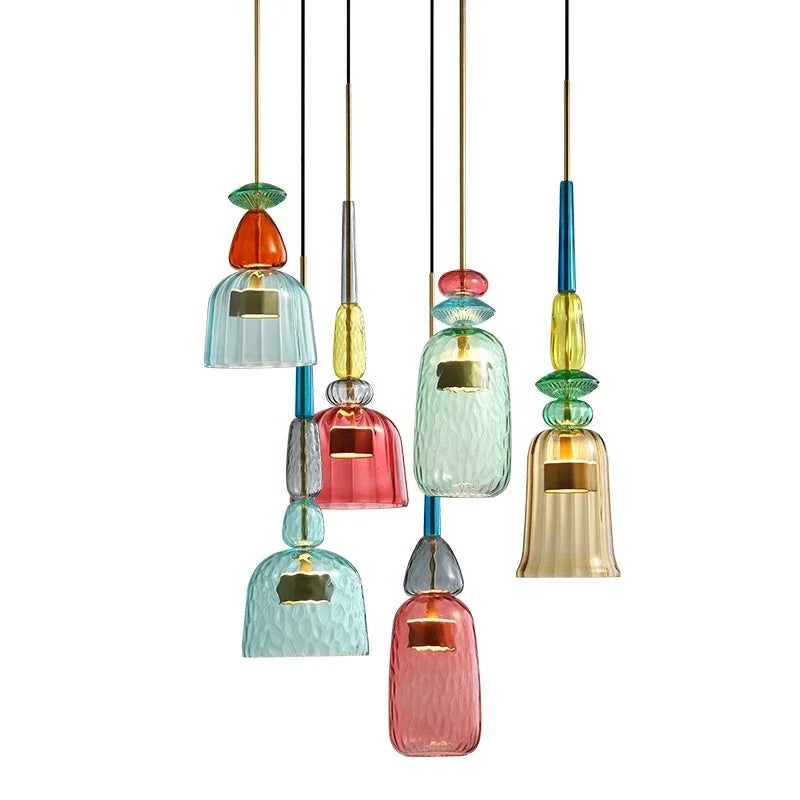 HaloPop | Macaron kleurrijke glazen hanglamp - Moderne hanglamp voor thuisdecoratie