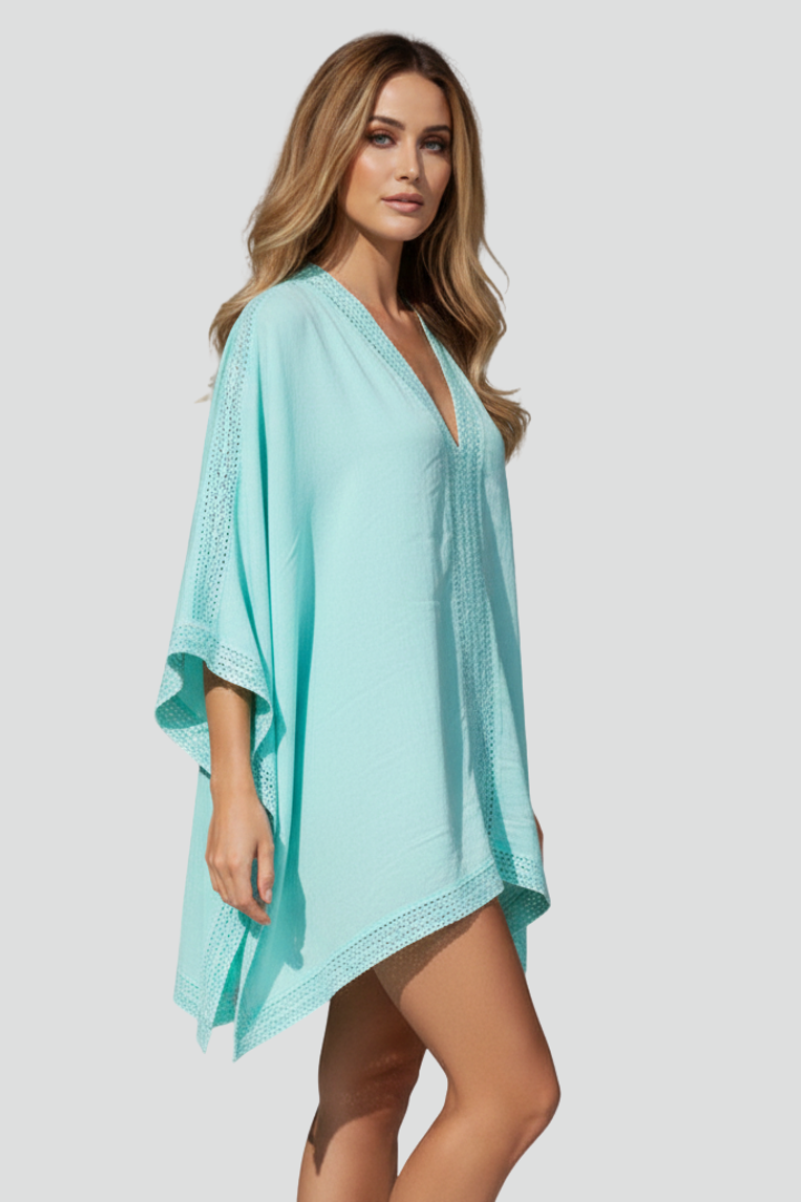 Mireille | Dames V-hals getextureerde tuniek top – losvallende pasvorm