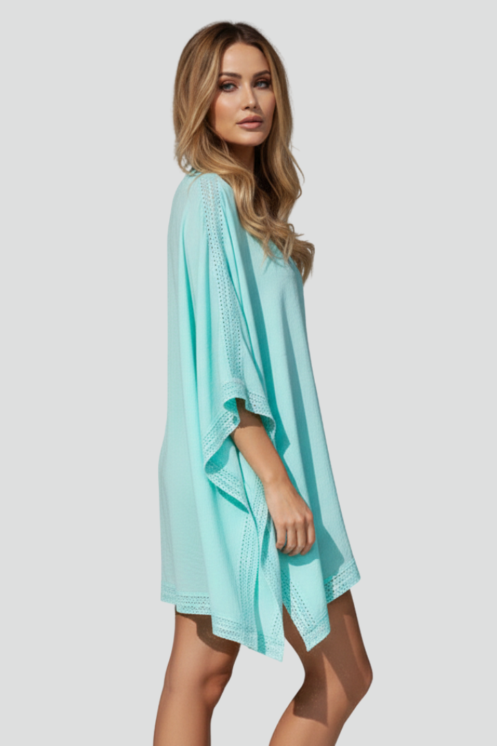 Mireille | Dames V-hals getextureerde tuniek top – losvallende pasvorm