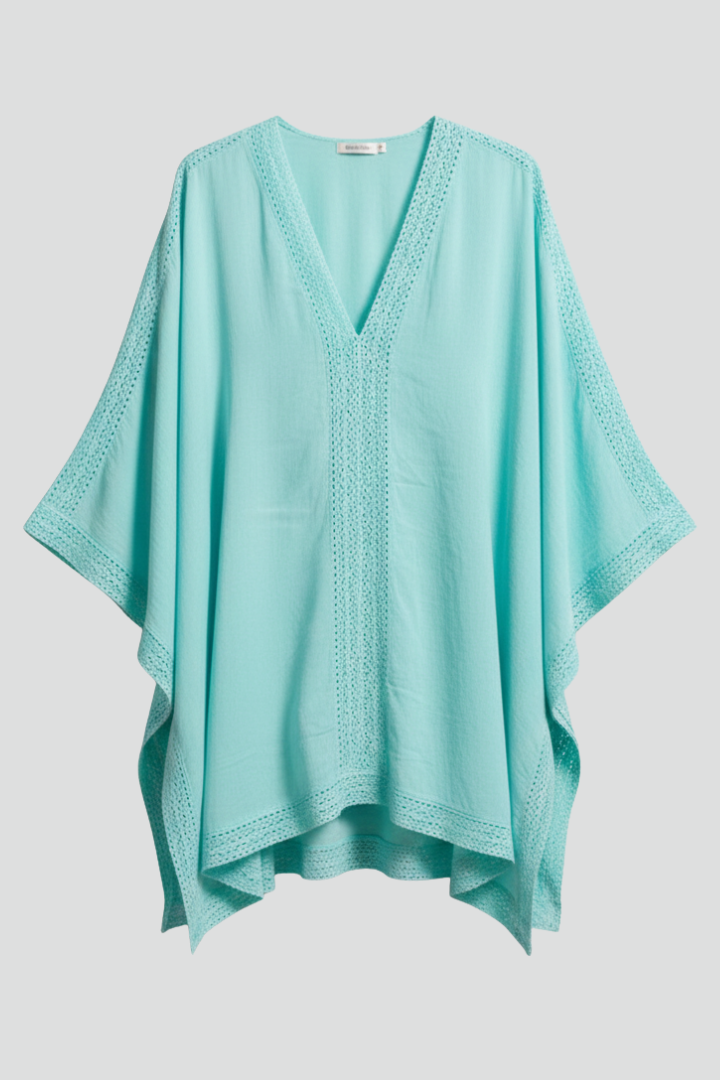 Mireille | Dames V-hals getextureerde tuniek top – losvallende pasvorm