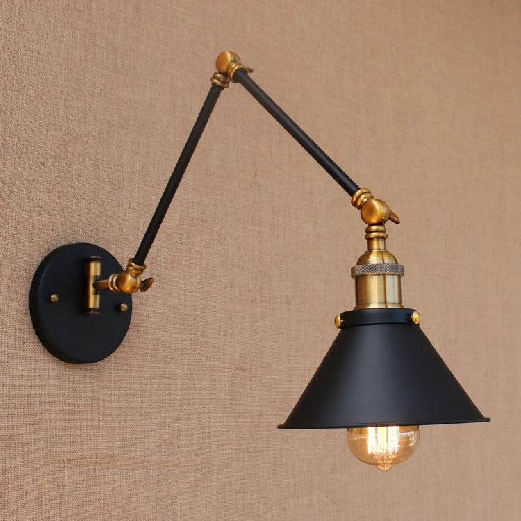 RetroGlam | Elegante Zwarte Retro Zwenkarm Wandlamp