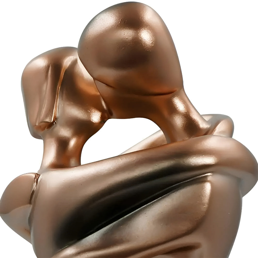 Kissence | Liefdessculptuur van kussend paar – Artistiek beeldje van hars, romantische woondecoratie