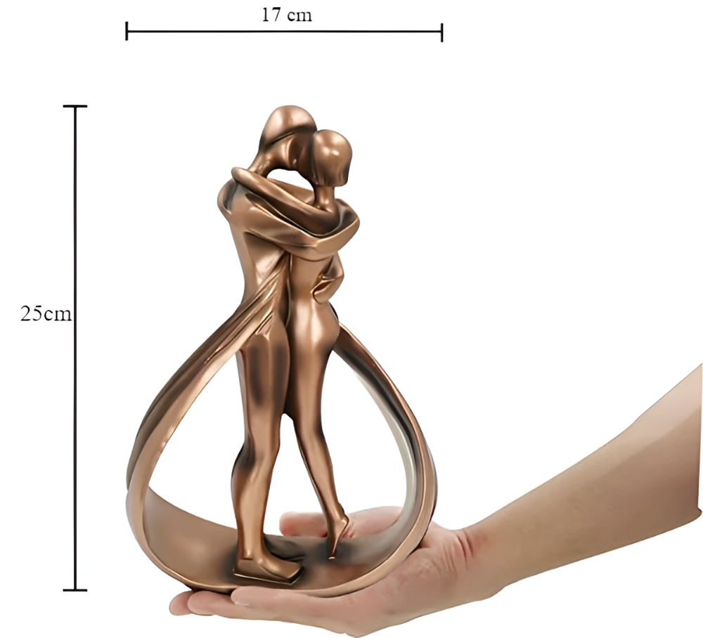 Kissence | Liefdessculptuur van kussend paar – Artistiek beeldje van hars, romantische woondecoratie