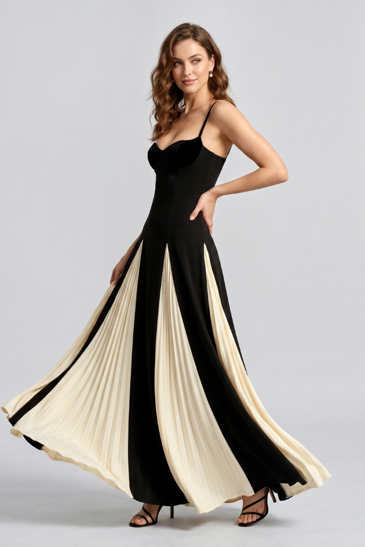 Azelia | Dames Mouwloze Maxi Jurk – Gepenelde Zwierige Rok Elegante Casual Zomerjurk
