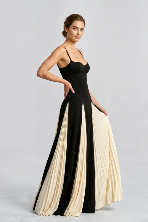 Azelia | Dames Mouwloze Maxi Jurk – Gepenelde Zwierige Rok Elegante Casual Zomerjurk