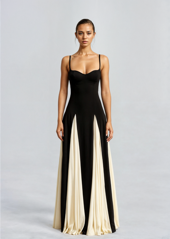 Azelia | Dames Mouwloze Maxi Jurk – Gepenelde Zwierige Rok Elegante Casual Zomerjurk
