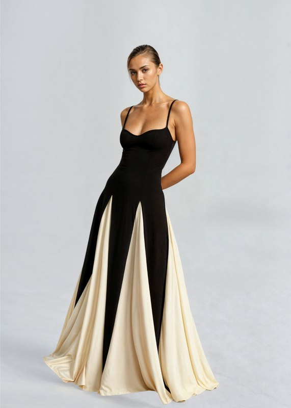Azelia | Dames Mouwloze Maxi Jurk – Gepenelde Zwierige Rok Elegante Casual Zomerjurk