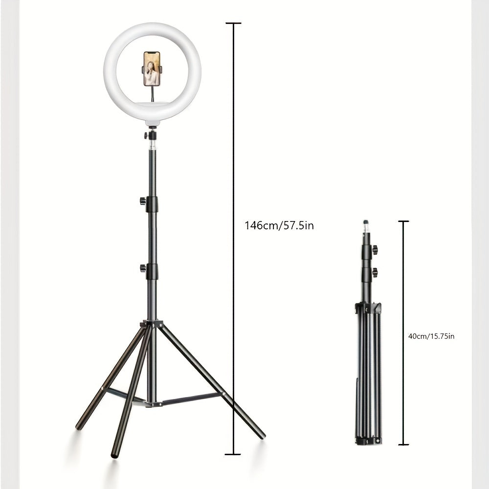 VideoGlow | LED-ringlamp met verstelbare statiefstandaard en telefoonhouder – selfie-verlichting