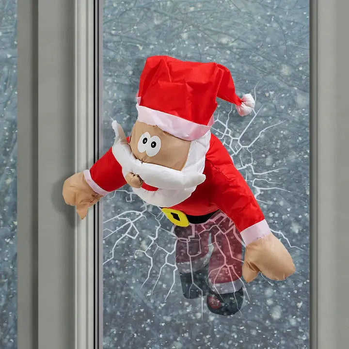 ClausCrash | Grappige kerstman-crash-raamsticker – Realistisch en interactief