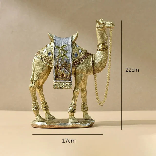 RegalCamel | Gouden Kamelenbeeldje - Elegant Harsbeeldje, Luxe Woondecoratie, Arabisch Stijlaccent