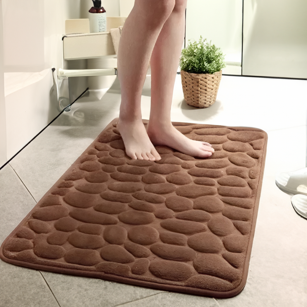 ShowerZen | Luxe Antislip Douchemat met Steenontwerp – Antislip, Zacht Memory Foam