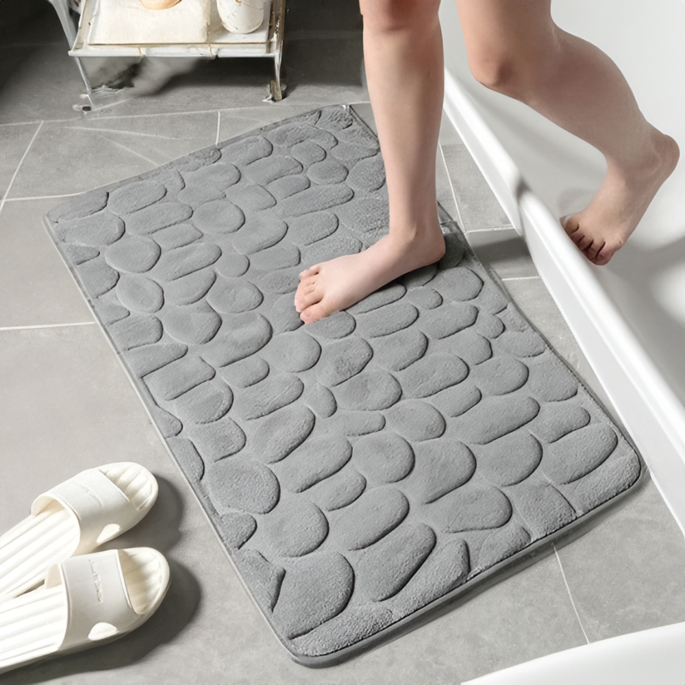 ShowerZen | Luxe Antislip Douchemat met Steenontwerp – Antislip, Zacht Memory Foam