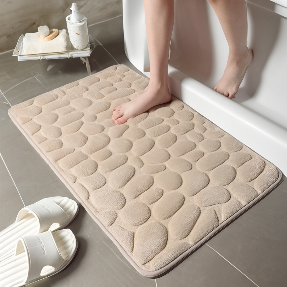 ShowerZen | Luxe Antislip Douchemat met Steenontwerp – Antislip, Zacht Memory Foam
