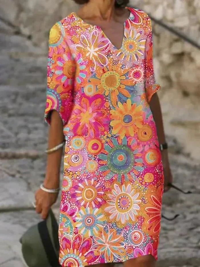 Chloe | Midi-jurk met bloemenprint voor dames – Zomerjurk met print