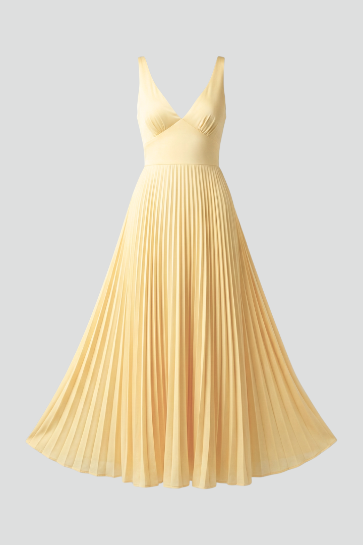 Aomi | Dames Maxi Jurk – Mouwloze V-hals Elegante Zwierige Jurk